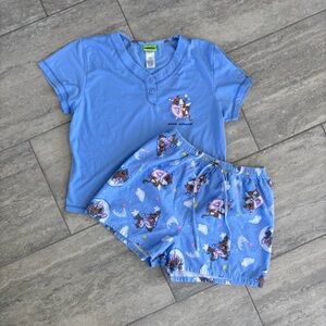 Vtg Scobby-Doo Star Struck Blue Womens Short Sleeves Pj Set Medium Kidscore